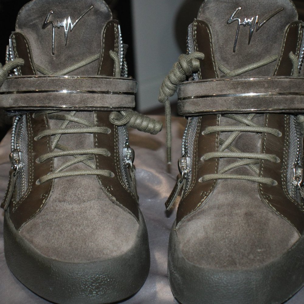Giuseppe Zanotti May London Olive Green Suede Mid Sneaker UK42